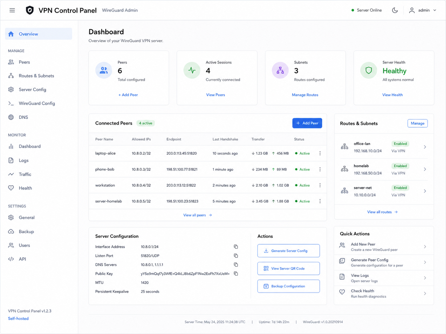 Screenshot-style view of a WireGuard config or Tailscale admin panel.